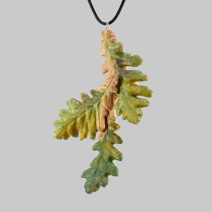carved oak leaves pendant