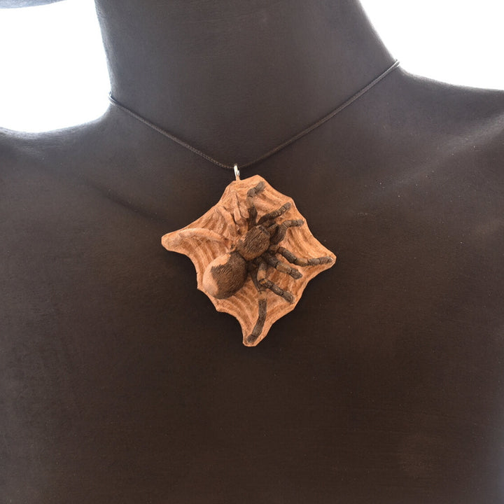 spider wood pendant