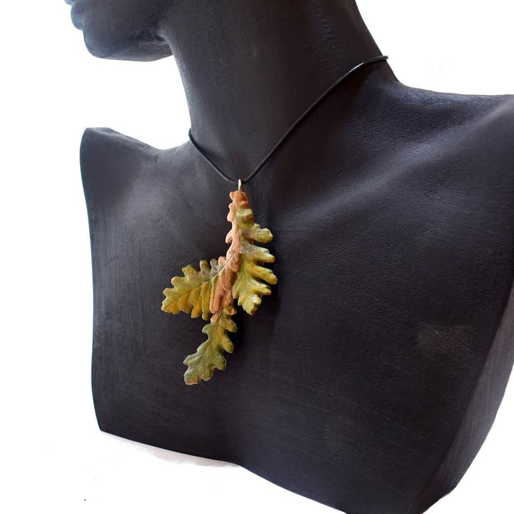 wooden jewelry oak leaves