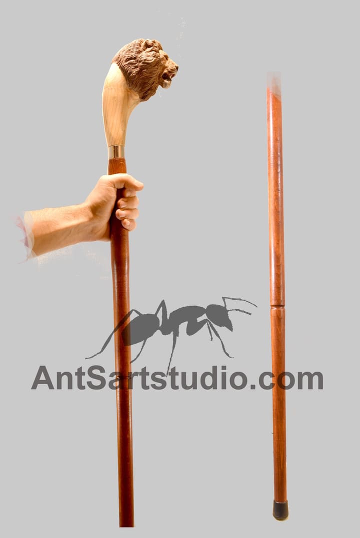 wood staff lion 