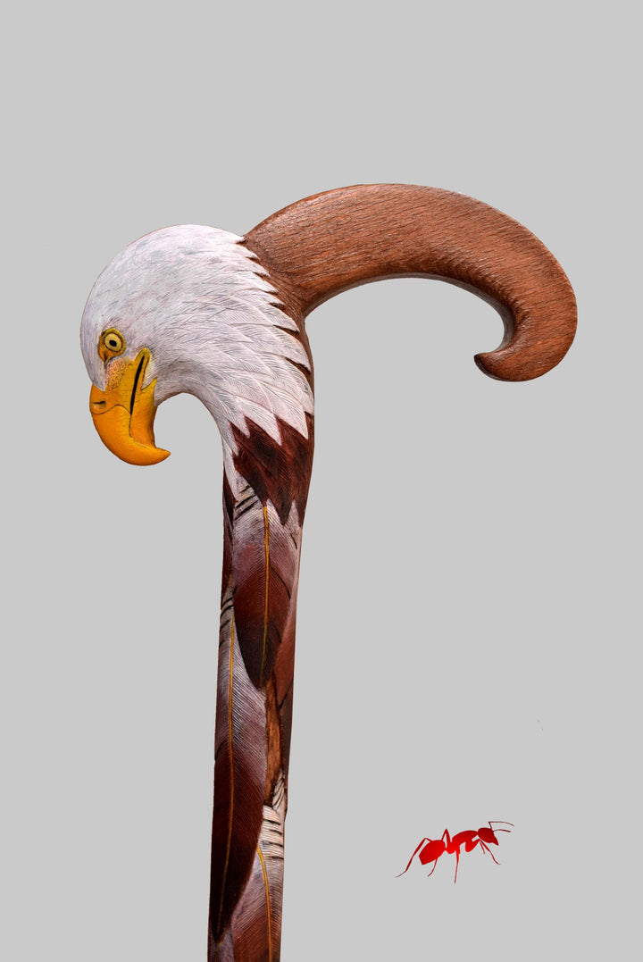 carved eagle head walking stick