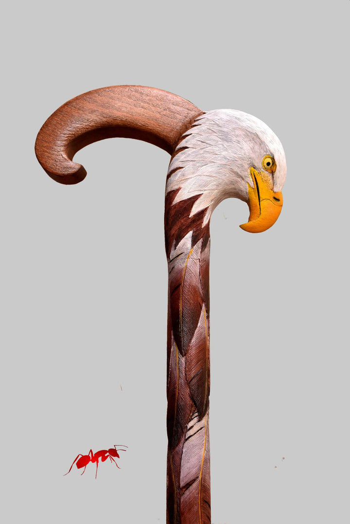 wooden walking cane eagle