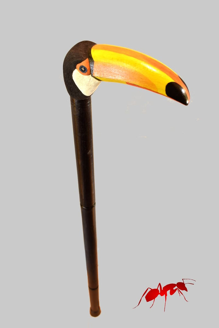 Toucan head handle ,hand carved cane for bird lovers,realistic original walking stick - AntSarT 