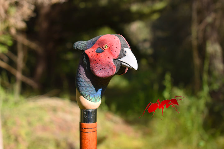 pheasant wooden hiking stick