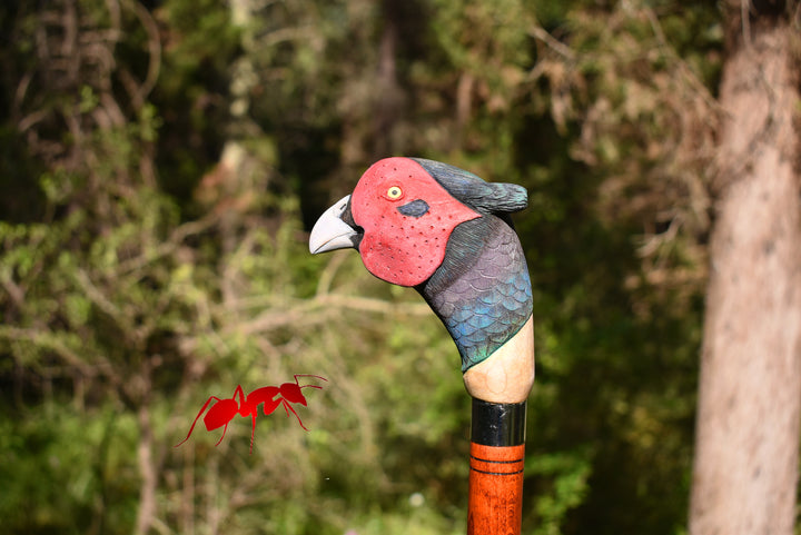 pheasant head carved stick