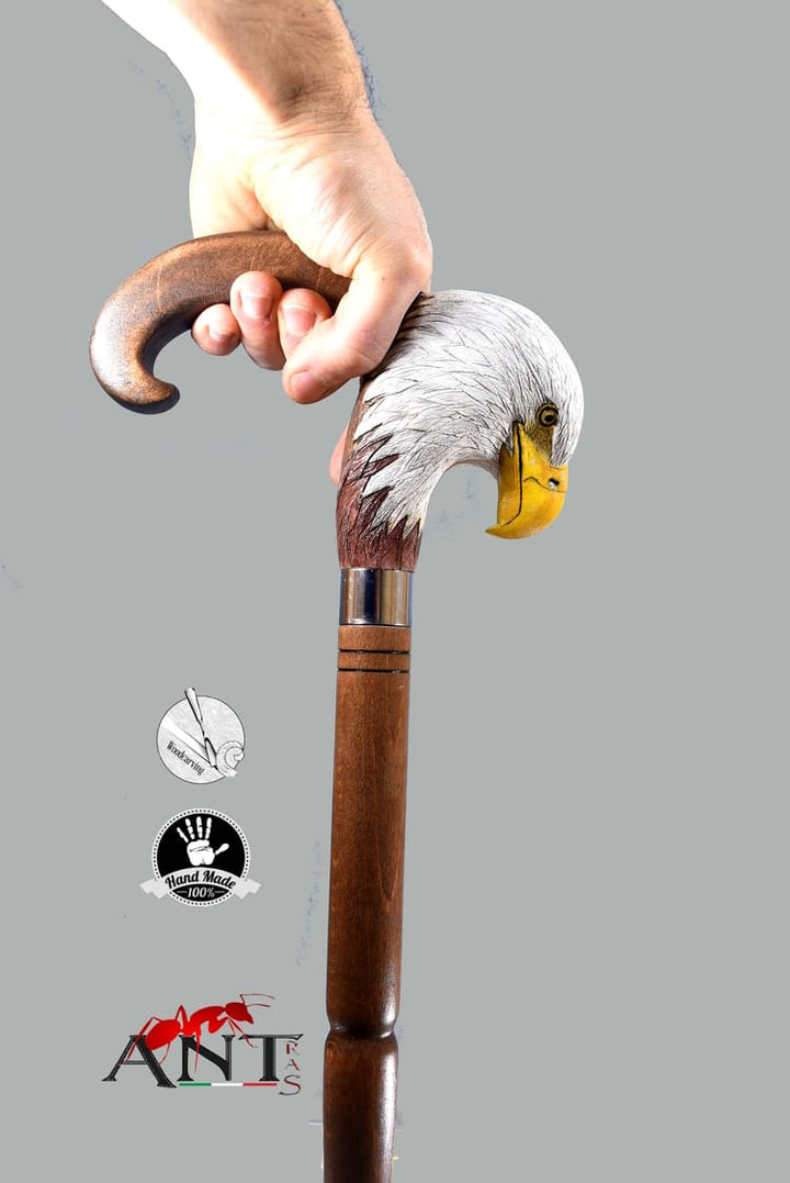 Custom walking canes,wooden bald eagle head walking cane,bird lovers - AntSarT 