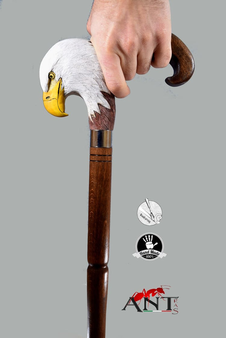 Custom walking canes,wooden bald eagle head walking cane,bird lovers - AntSarT 