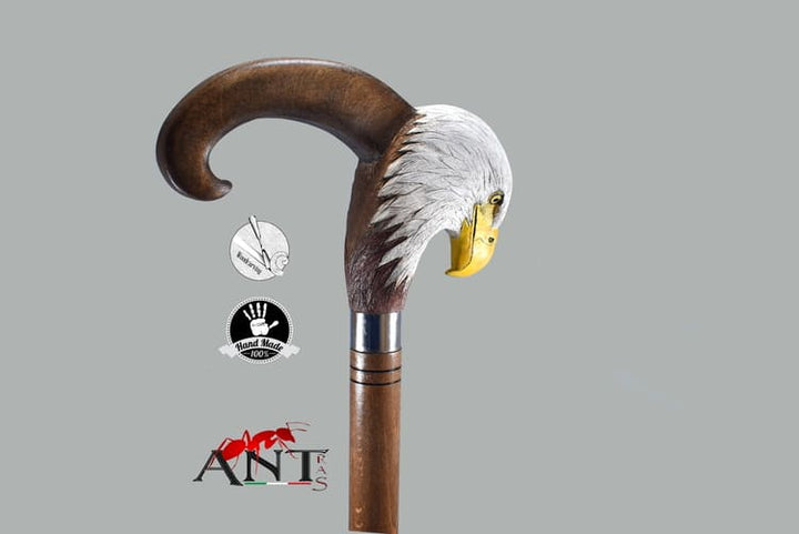 Custom walking canes,wooden bald eagle head walking cane,bird lovers - AntSarT 