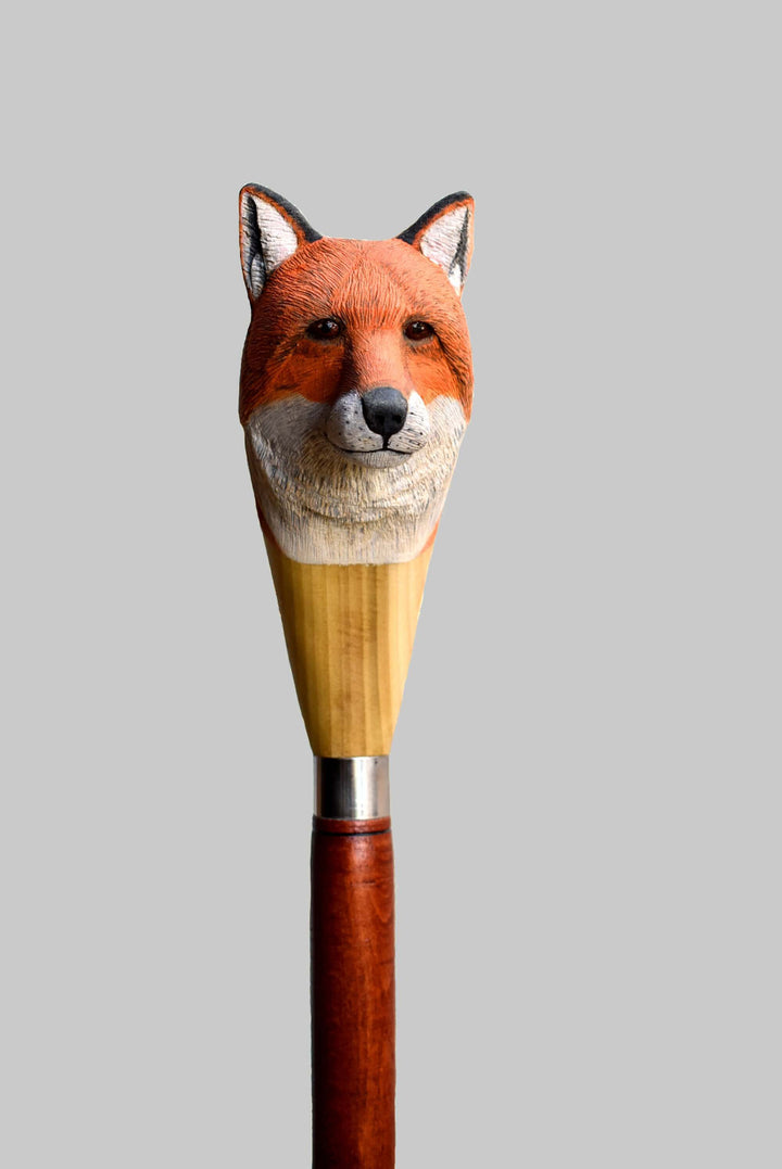 wooden walking stick fox