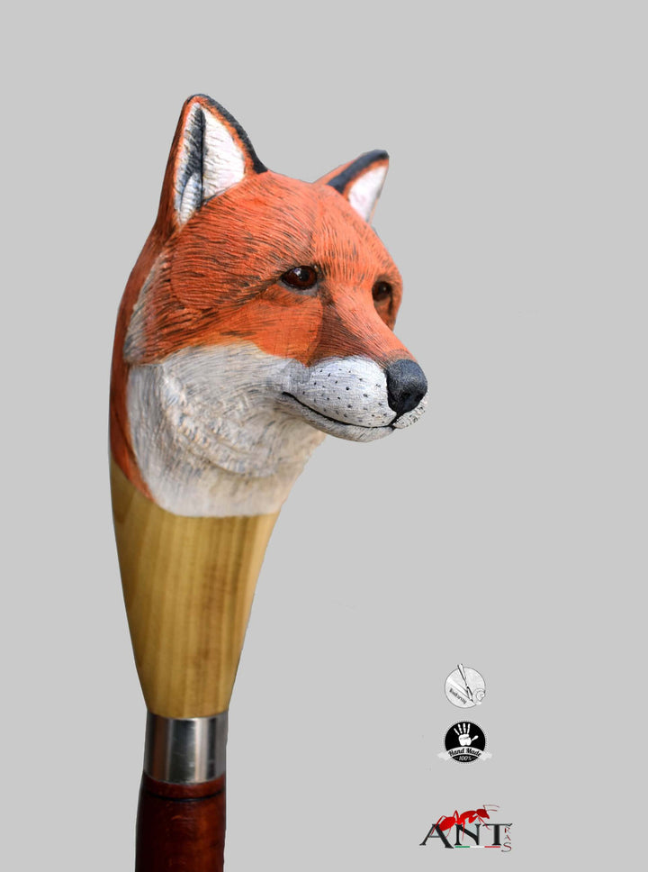 Handmade hiking sticks for sale,fox walking stick wooden engraved gift - AntSarT 