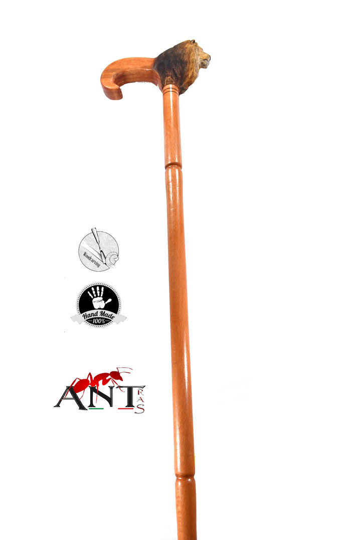 Handmade wooden walking canes lion head walking cane,custom wood gift - AntSarT 